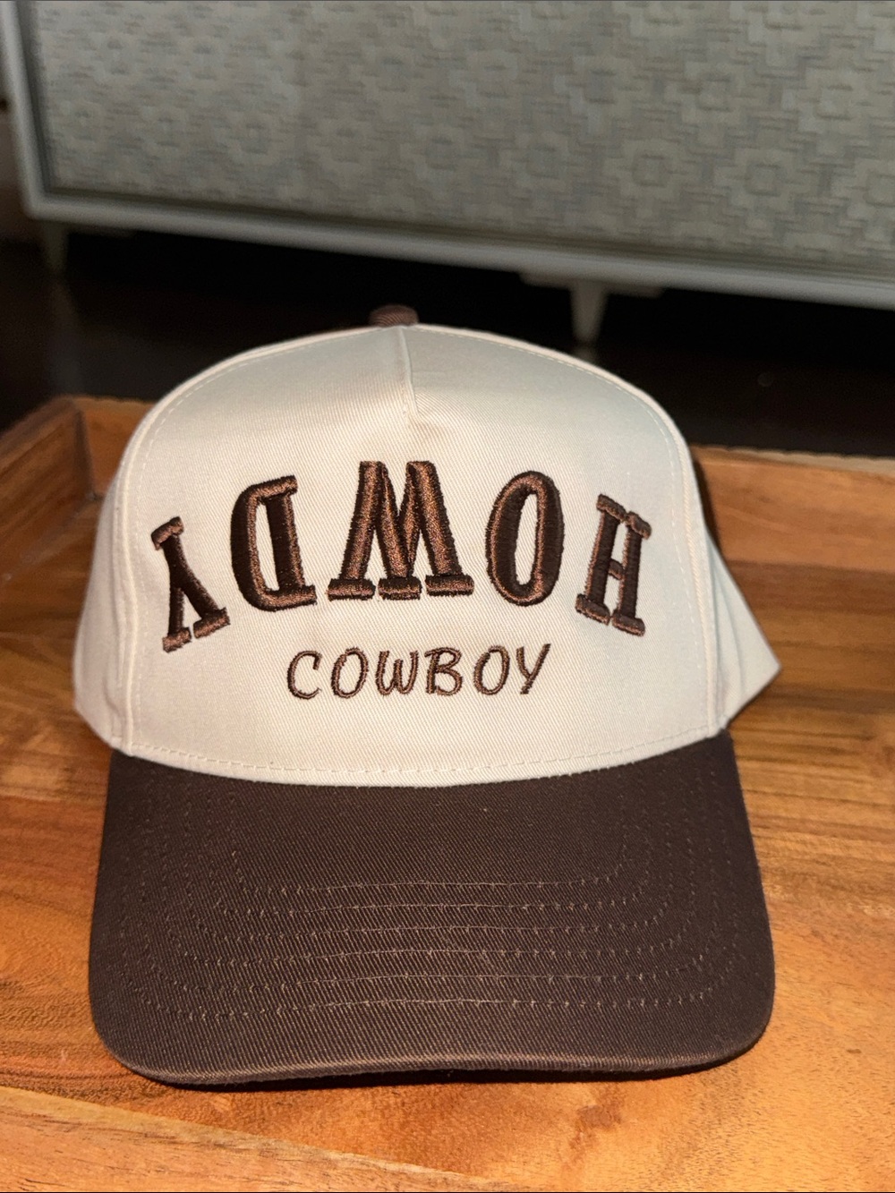 Howdy Cowboy Two-Tone Baseball Cap - Brown & Cream